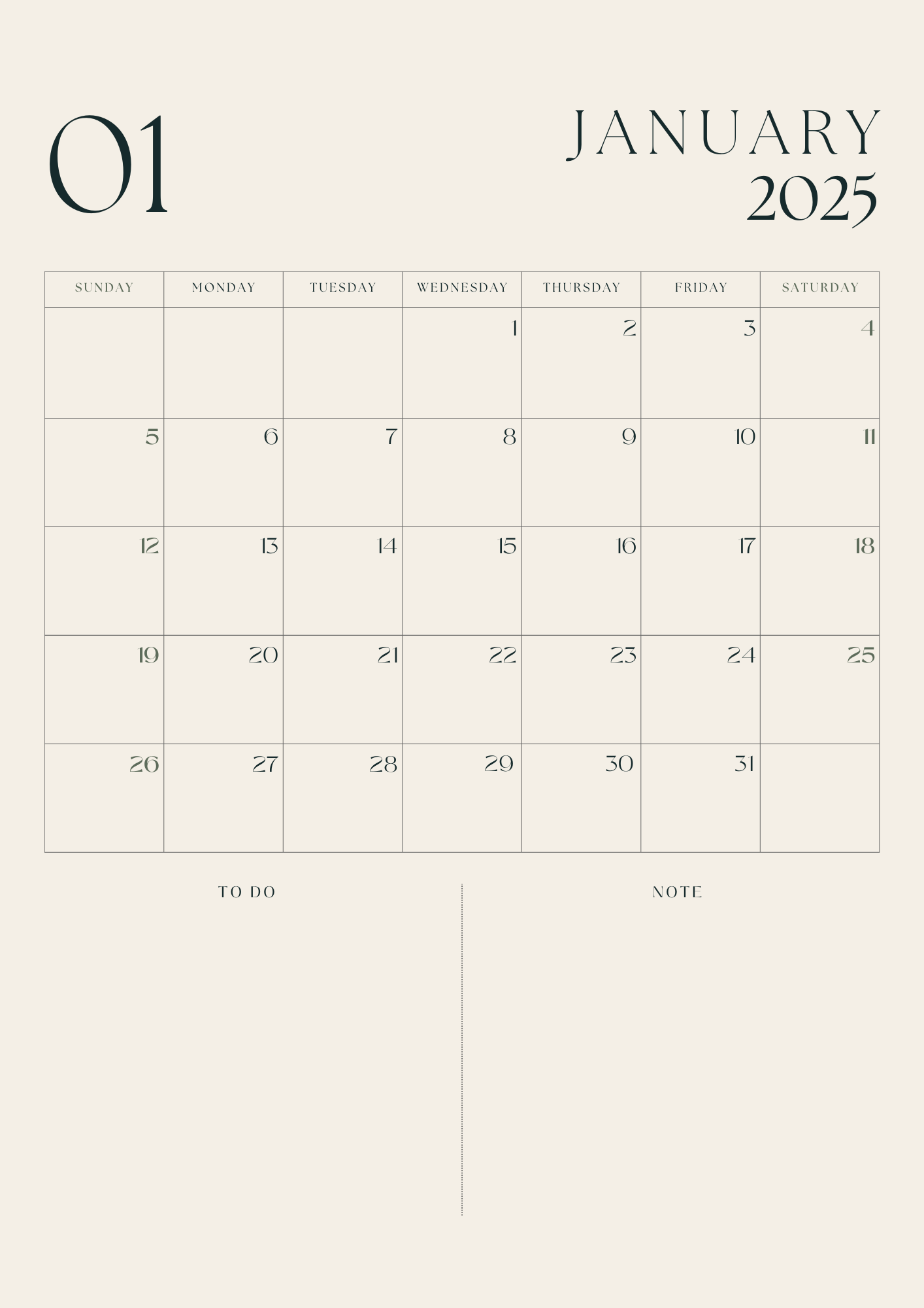 2025 Monthly Calendar | Printable Year Planner | Minimalist Monthly Layout | Instant Download A4 PDF