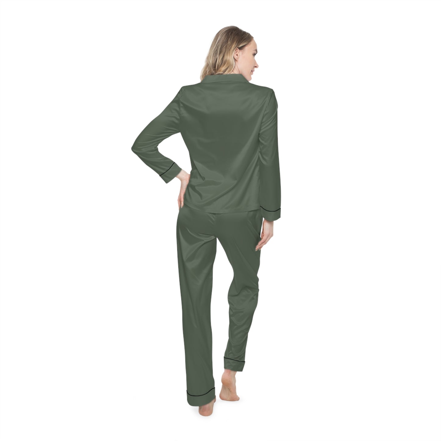 Dark Green Satin Pajamas