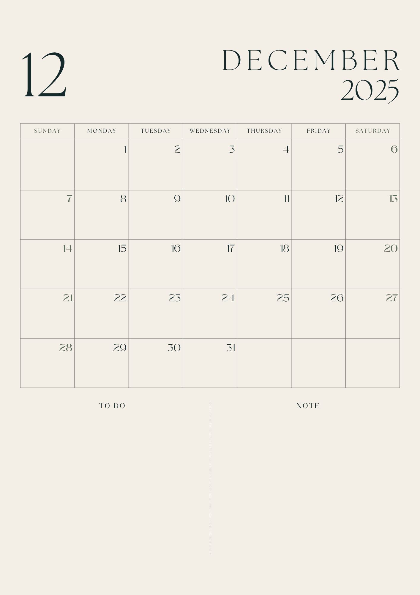 2025 Monthly Calendar | Printable Year Planner | Minimalist Monthly Layout | Instant Download A4 PDF