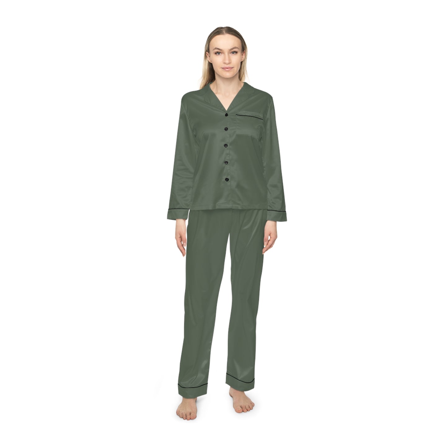 Dark Green Satin Pajamas