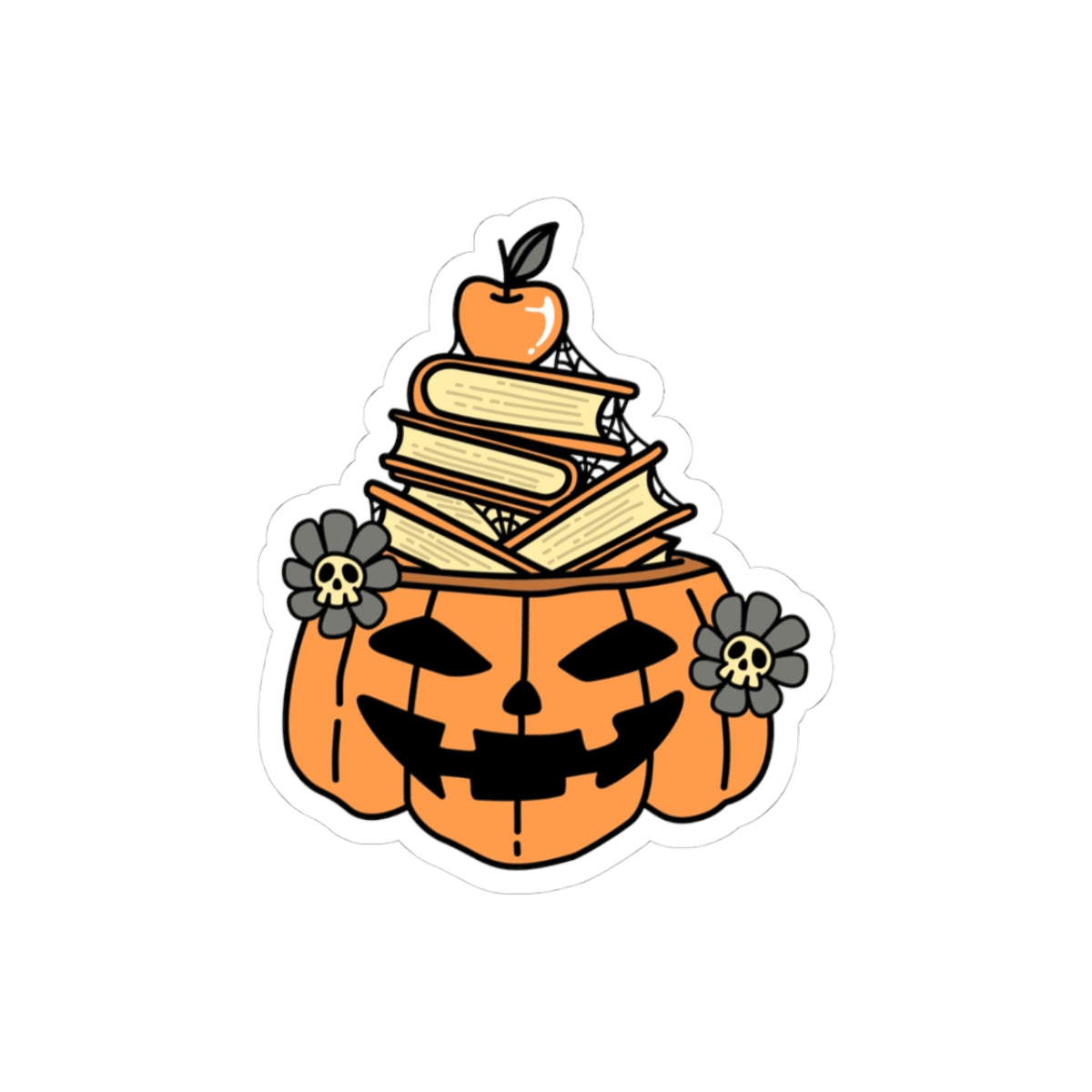 Autumn Pumpkin Book Lovers Kiss-Cut Stickers