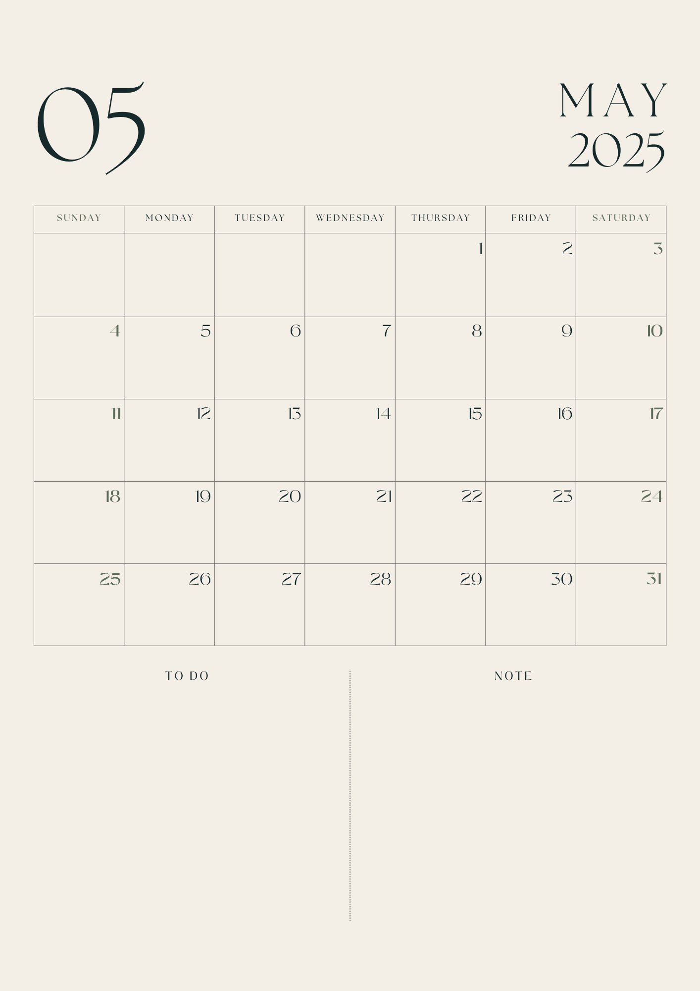 2025 Monthly Calendar | Printable Year Planner | Minimalist Monthly Layout | Instant Download A4 PDF
