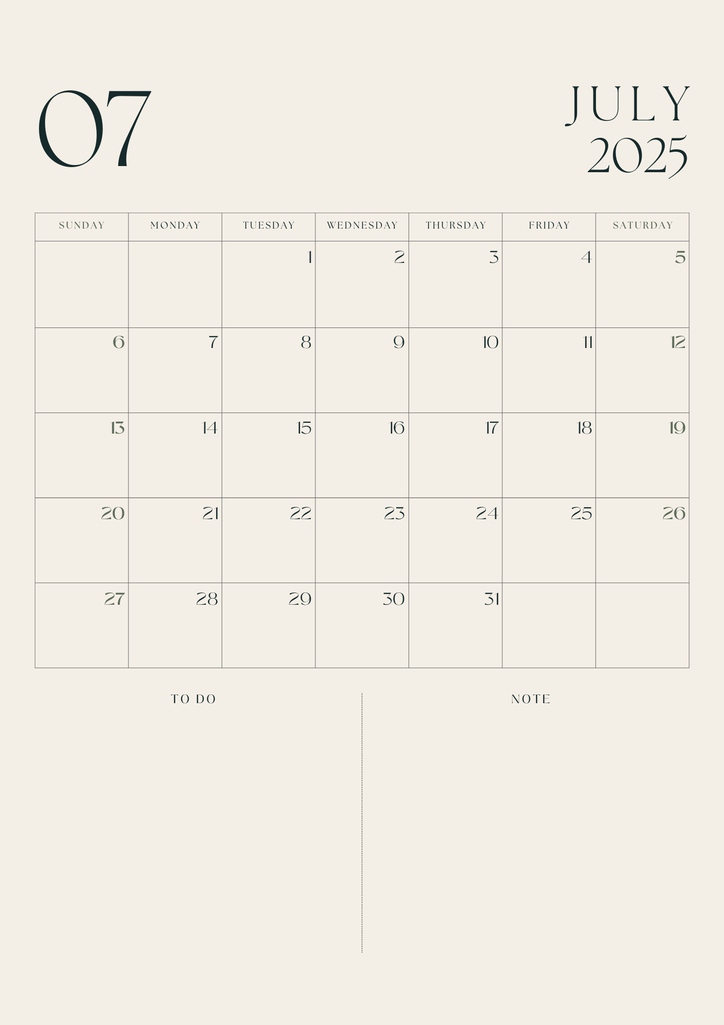 2025 Monthly Calendar | Printable Year Planner | Minimalist Monthly Layout | Instant Download A4 PDF