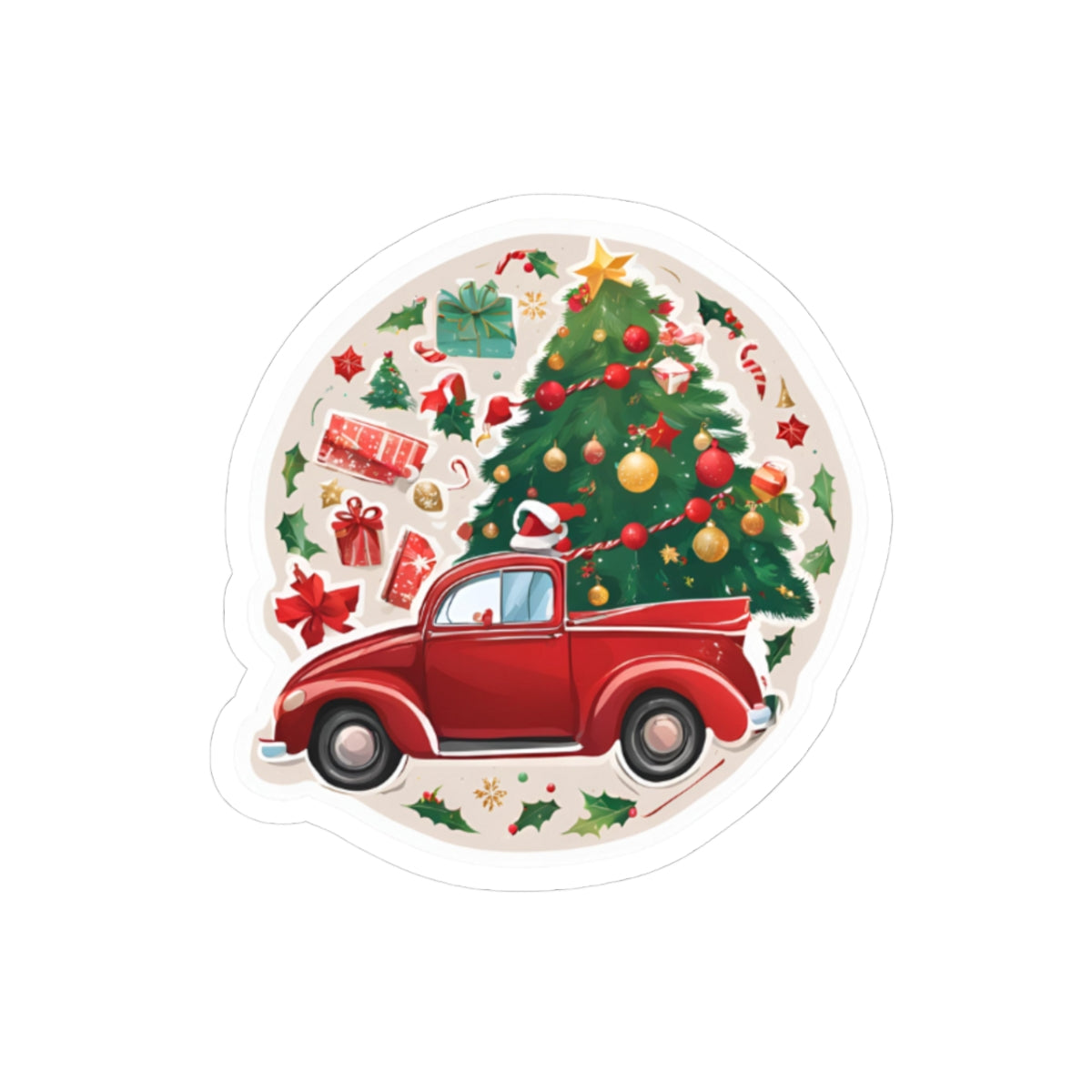 Vintage Red Truck Kiss-Cut Sticker