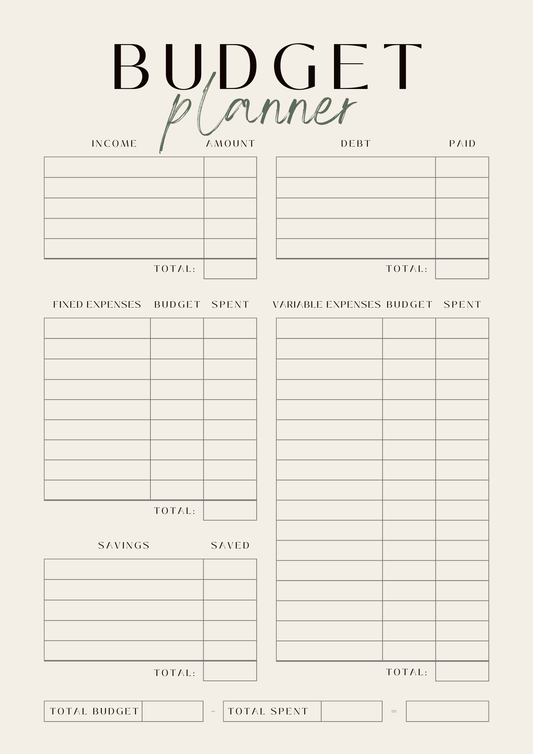 Budget Planner Printable | Monthly Budget Tracker | Financial Organizer | Income, Expenses & Savings | Digital Download