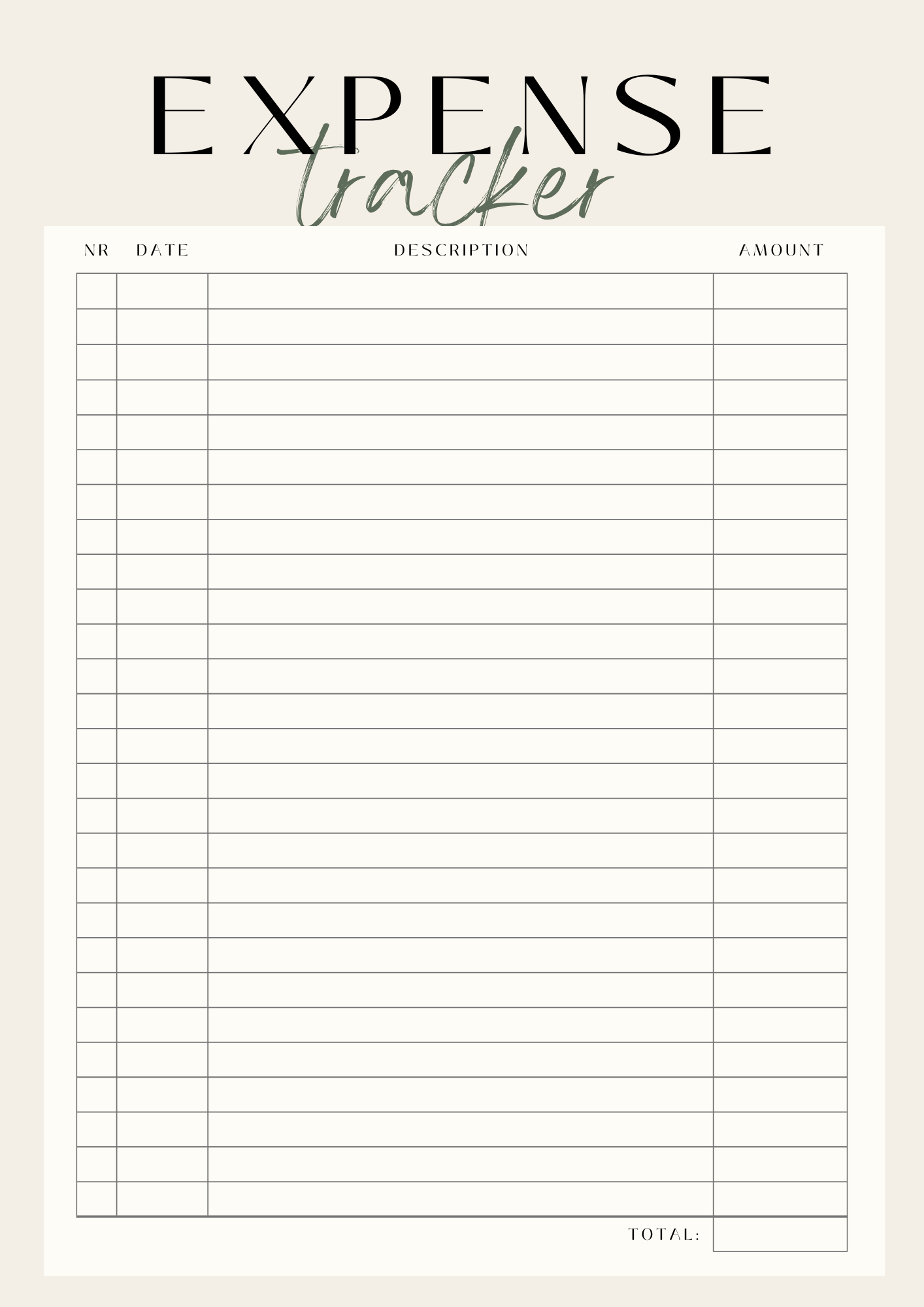 Minimalist Expense Tracker Printable | Monthly Budget Organizer | Personal Finance Tracker PDF | Instant Download