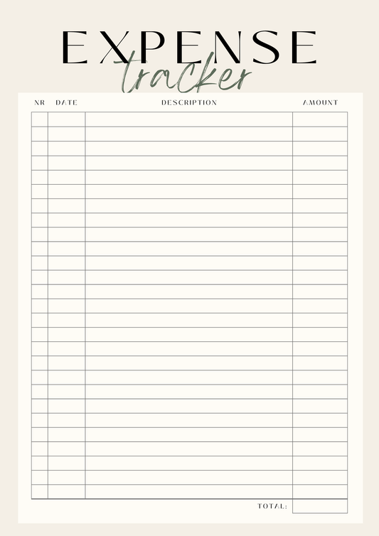Minimalist Expense Tracker Printable | Monthly Budget Organizer | Personal Finance Tracker PDF | Instant Download